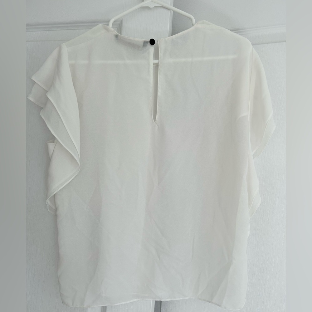 White Ruffle Sleeve Top - Picture 6 of 8
